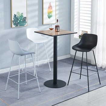 Современный минималистичный повседневный барный стул Домашняя мода Спинка Пластиковый обеденный стул Стулья для кофейни с молоком и чаем