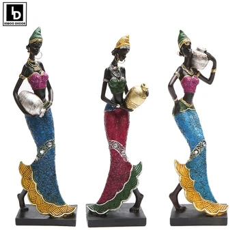 Африканский национальный костюм Женщины Девушки Статуэтки Статуя Скульптура Настольные украшения Гостиная Домашний декор Аксессуары