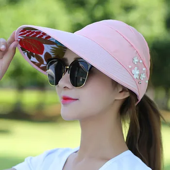 Зонтик Plage Soleil Летние шляпы от солнца Женские складные козырьки с защитой от ультрафиолета Suncreen Floppy Cap Femme Outdoor Beach Hat