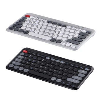 Беспроводная клавиатура 2.4G BT5.0 Эргономичная круглая клавиатура Punk Keycap для нескольких устройств HXBE