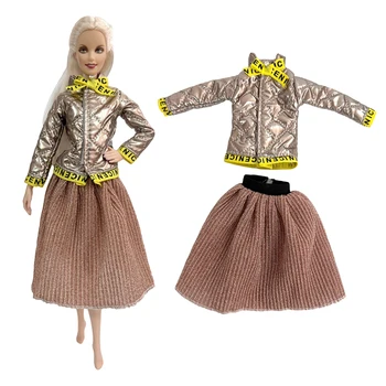 NK 1 комплект Мода Кукла Пальто Gorden Pu Рубашка Повседневная одежда Платье Современная юбка Вечеринка Одежда для Барби Кукла Аксессуары Игрушка