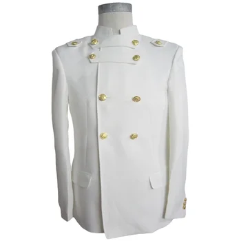 Свадебный костюм для мужчин Белый комплект из 2 предметов Двубортный блейзер с золотой пуговицей Модный пиджак Брюки Свадебный жених Наряд