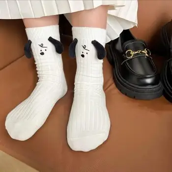 Snoopy Kawaii Японская девушка Heart Ins Girls Спортивные белые носки Мультфильм Милая трехмерная сотня с носками до середины икры