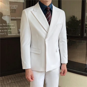 2023 Мужской (костюм + брюки) Элитный свадебный банкетный набор Высококачественная скрытая пуговица Персонализированный модный костюм из двух частей