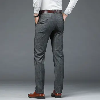  Летняя корейская мода Мужские эластичные повседневные брюки Тонкие деловые мужские тонкие прямые брюки Одежда Эластичные брюки больших размеров C41