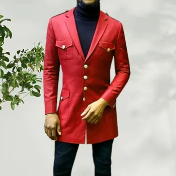  Изготовленные на заказ мужские костюмы Ярко-розовый / красный жених Смокинги с вырезом Лацкан Женихи 2 шт. Набор (пиджак + брюки + галстук-бабочка) D483