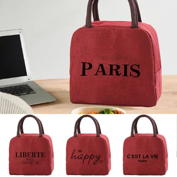 Cooler Lunch Box Портативные изолированные термоуправляемые сумки для пикника для пикника для женщин и детей Tote Text Print Bento Pouch New Handbag