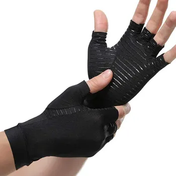 СтоитВ то время как 1 пара компрессионных перчаток от артрита для женщин и мужчин Облегчение боли в суставах Ортез для половины пальца Терапия Поддержка запястья Противоскользящий