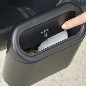  Автомобильный мусорный бак Подвесной автомобильный мусорный чехол Ящик для хранения Черный АБС Квадратный прессующий тип Автомобильный мешок для мусора Автомобильный мусорный бак