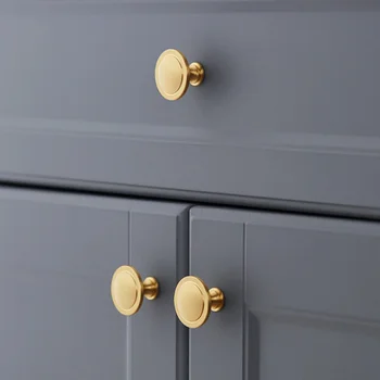 Дверца шкафа с медной ручкой, шкаф, дверная ручка ящика, светлая роскошь и минималистичный шкаф в американском стиле, золото и латунь