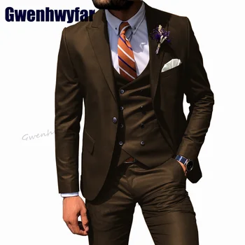 Gwenhwyfar Высококачественный мужской костюм Свадебный жених 3 шт. Элегантные комплекты блейзеров 2023 Вечеринка Одежда Формальный смокинг Деловой костюм Homme