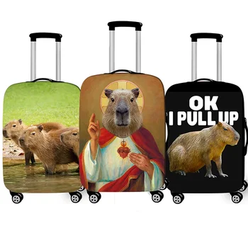  Забавный багаж с принтом капибары для путешествий Kawaii Cartoon Эластичный чехол для тележки Защитные чехлы для чемодана с защитой от пыли