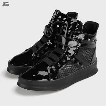 Новая спортивная обувь в стиле хип-хоп мужская обувь корейская версия модной обуви британские ботильоны с заклепкамиA01