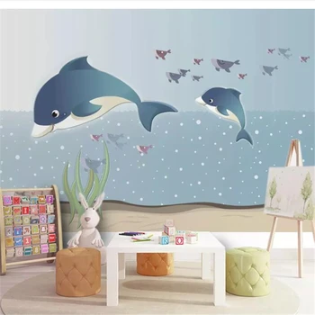 wellyu Пользовательские обои Морской кит Детская комната Стена Nordic Creative Наклейка на стену Декоративная картина обои