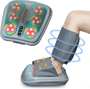 Массажер для ног, электрический массажер для ног 2 в 1 Пневматический массажер для ног с подогревом для облегчения боли в кровообращении ног