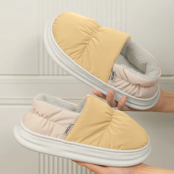  Зимние тапочки для мужчин Удобные плюс бархатные водонепроницаемые Популярный стиль Легко чистить Молодая модная нескользящая обувь для пар