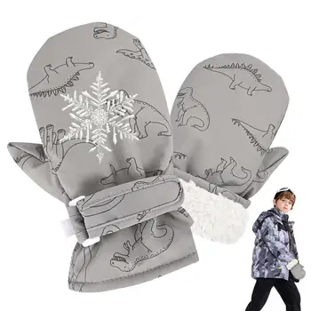 Детские снежные варежки Детские водонепроницаемые теплые зимние перчатки Перчатки для малышей Детские варежки Детские лыжные перчатки Динозавр Шаблон Малыш