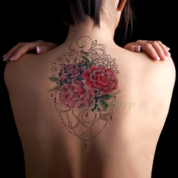Водонепроницаемая временная наклейка для татуировки, водяные чернила, цветок, бриллиантовое ожерелье, татуировки, поддельные татуировки, флэш-тату для девочек, женщин, мужчин