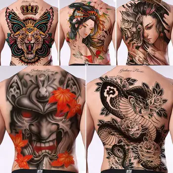 Большие Временные Татуировки Наклейки Мужчины Лев Король Змея Китайский Дракон Ганеша Тигр Женщина Человеческое Тело Водонепроницаемый Поддельный Искусство Татуировки