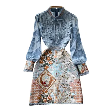 UETEEY Летнее женское платье с длинными рукавами с вышивкой 2023 Новая французская строчка Печать Темперамент Элегантная длинная юбка