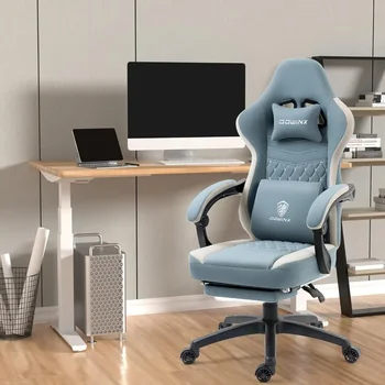 Игровое кресло Компьютерное кресло из дышащей ткани с подушкой для карманных пружин, удобное офисное кресло с гелевой подушкой и сумкой для хранения