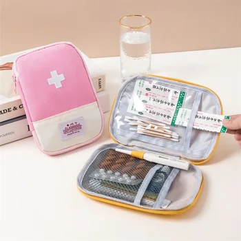 Портативная медицинская сумка Macaron Color Сумка для хранения лекарств Дорожное хранение Аптечка первой помощи Бытовые медицинские наборы для неотложной помощи Органайзер
