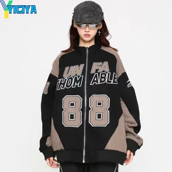 YICIYA черный гоночный Университетская куртка-бомбер женщина с длинными рукавами бомберы американские винтажные мотоциклетные куртки новые вышитые пальто