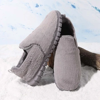 Fujeak Мода Мужская вулканизированная обувь Сверхлегкая нескользящая обувь на плоской подошве Удобная обувь из искусственного меха Теплая хлопковая обувьПовседневная обувь
