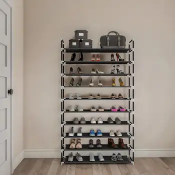 Щедрая домашняя 10-уровневая полка для обуви, металл и пластик, черный