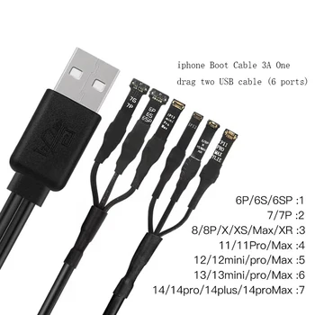 Загрузочный кабель питания WYLIE 3A 6 портов FPC DC Тестовый кабель питания для iPhone 6 7 8 XS 11 12 13 14 14 Pro Max Ремонт материнской платы