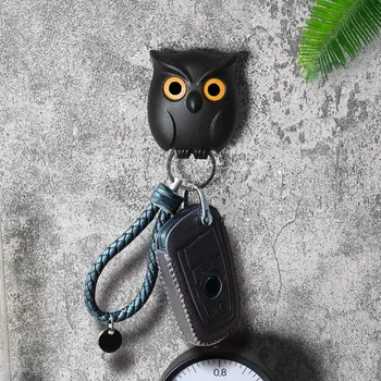 Органайзер для ключей для дома Магнитный держатель для ключей Owl Настенный органайзер Крючок для домашней прихожей Автоматический ключ ночной совы с открытыми глазами
