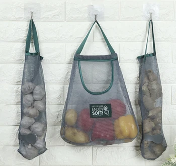 Кухонная сумка для хранения Организация фруктов и овощей Продуктовые подвесные сетчатые сумки Настенный держатель для всякой всячины