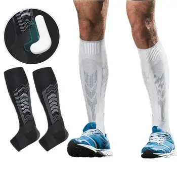 1 пара нейлоновых компрессионных рукавов для голени и лодыжек, трикотажные силиконовые щитки для защиты голени, протекторы, спортивные велосипедные футбольные носки