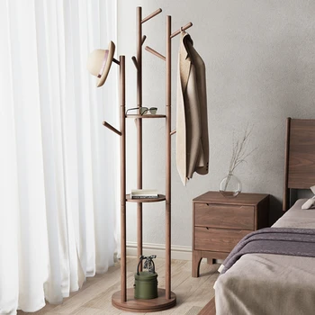 Вешалка для одежды из цельного дерева, от пола до пола спальня, стеллаж для домашнего хранения, вертикальный стеллаж, вешалка для гостиной