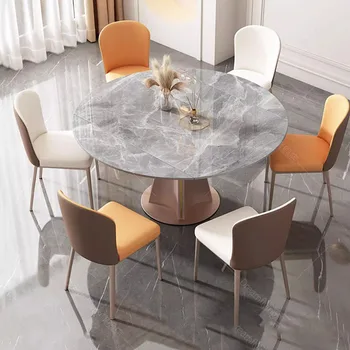 Design Раздвижной обеденный стол Круглые стулья Италия Роскошный обеденный стол на 8 человек Мрамор Muebles De Cocina Аксессуары для украшения