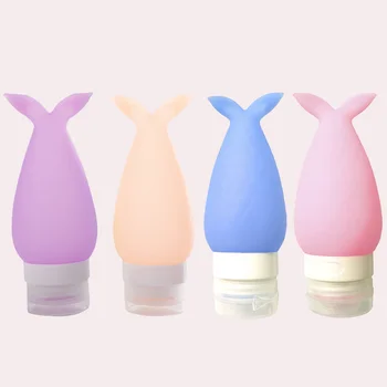 4PCS Портативный набор дорожных бутылок Силиконовые герметичные многоразовые бутылки в стиле русалки для шампуня Кондиционер Лосьон Солнцезащитный крем