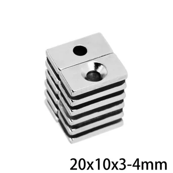 5 ~ 100 шт. 20x10x3-4 Блок Мощный магнит Отверстие 4 мм Магнит для сыпучих листов 20x10x3 мм-4 мм Сильные постоянные магниты NdFeB 20 * 10 * 3-4 мм