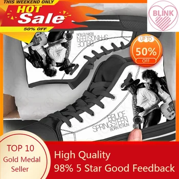 Hot Bruce Springsteen High Top Повседневная обувь Мужская женская высококачественная обувь для подростков 3D Бег Изготовленные на заказ легкие кроссовки