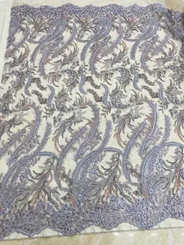 Африканский тюль Кружевная ткань ZH-1228582 Вышивка пайетками бисером Вечерние платья для женщин Мода Ткань Шитье