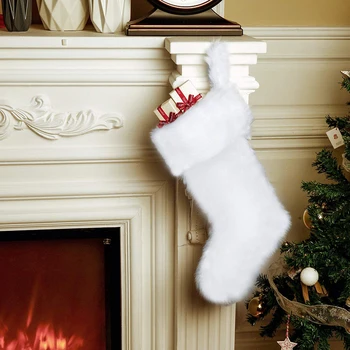 Рождественские чулки Белые рождественские украшения Рождественский кулон Украшения для рождественской елки Ноэль Подарок Носки Украшение