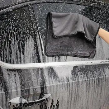  Полотенце для мытья автомобиля из микрофибры Чистка автомобиля Очень мягкая сушка Подшивочная ткань Автодетализация Двухслойная чистящая тряпка без царапин