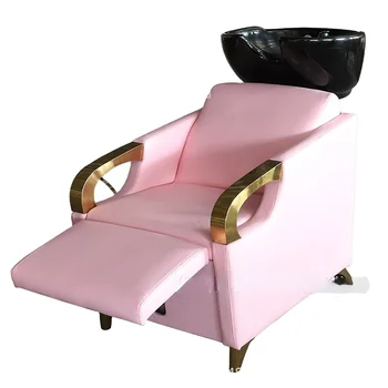 мойка розового золота Кондиционеры для салона Шампунь Стул и чаша и стул Мебель для парикмахерской розовый