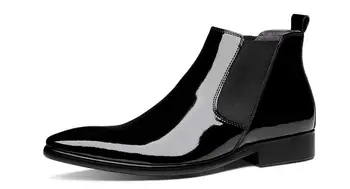 Новая классика Мода зимние сапоги Martin черные мужские туфли с острым носком Высокие ботильоны ручной работы из натуральной кожи