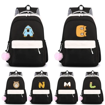 Animal 26 английских букв Школьная сумка Kawaii Student School Bag Мультяшная сумка Рюкзак Mochilas Teen Backpack для девочки Подарок