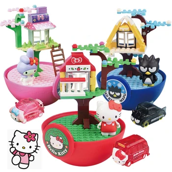 Kawaii Sanrio Дом Четырех Сезонов Hello Kitty My Melody Pom Pom Purin Badbadtz-Maru Gacha Фигурка Модель Подарочные игрушки