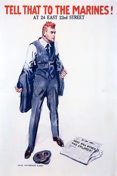 Скажите это морским пехотинцам Винтажный военный пропагандистский плакат США времен Первой мировой войны
