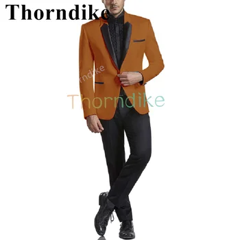 Thorndike Новые Мужские Костюмы Темно-Оранжевый Элегантный Жених Смокинг Мода Жених Жених Набор из 2 предметов Свадьба Лучший