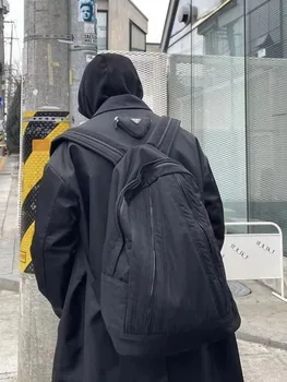  Черный рюкзак Холст Унисекс Повседневный Модный Уличный Стиль Большой Вместимости Рюкзак На открытом воздухе Школьный рюкзак для студентов колледжа