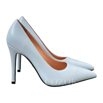 Летние высокие каблуки Женские 2023 Новый дизайн с неглубоким ртом Легкие женские туфли-лодочки Однотонная обувь с верхним заостренным носком