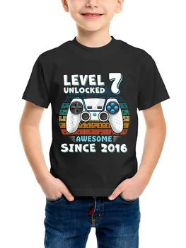 100% хлопок семь 7 лет день сын мальчик смешной геймер 7 лет день рождения дети топы футболки винтаж повседневная футболка креативный подарок для девочек